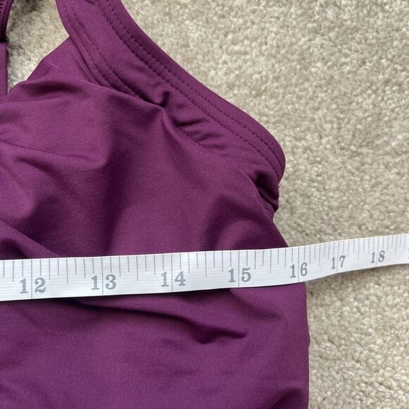 Lands End Swim Dress 10 DDD Purple Slimming Underwire Bra Ruched Drape Front - Picture 4 of 6